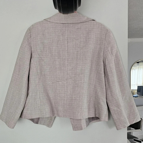 Ann Taylor Women's Silver Linen 3 Button Snap Close Suit Coat Jacket Blazer 14w - Picture 5 of 5